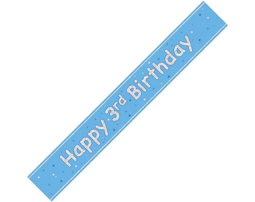 9ft GLITZ BLUE 3RD BIRTHDAY BANNER