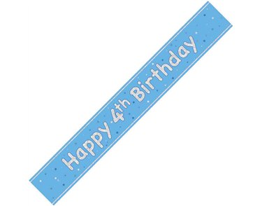 9ft GLITZ BLUE 4TH BIRTHDAY BANNER