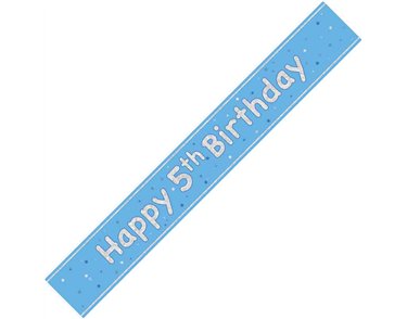 9ft GLITZ BLUE 5TH BIRTHDAY BANNER