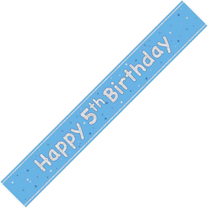 9ft GLITZ BLUE 5TH BIRTHDAY BANNER