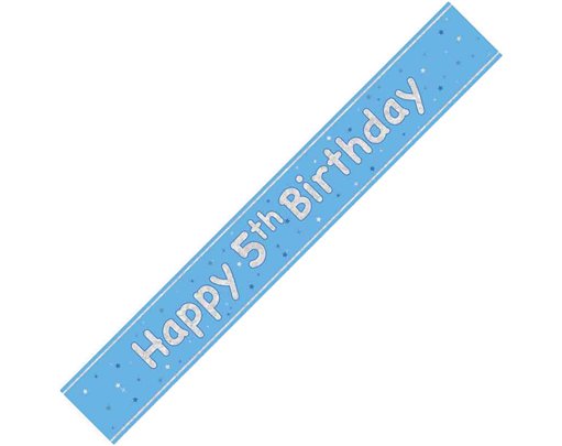 9ft GLITZ BLUE 5TH BIRTHDAY BANNER