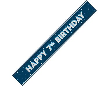 9ft GLITZ BLUE 7TH BIRTHDAY BANNER