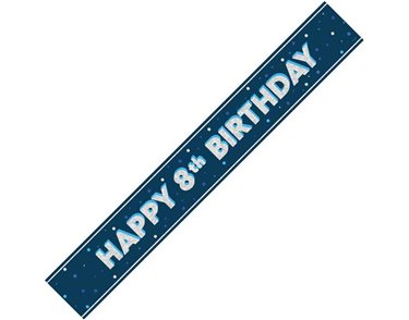 9ft GLITZ BLUE 8TH BIRTHDAY BANNER
