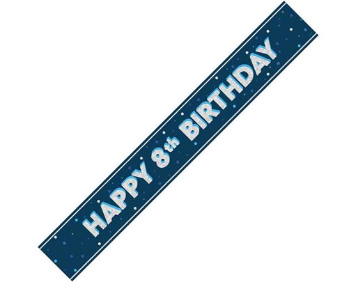 9ft GLITZ BLUE 8TH BIRTHDAY BANNER