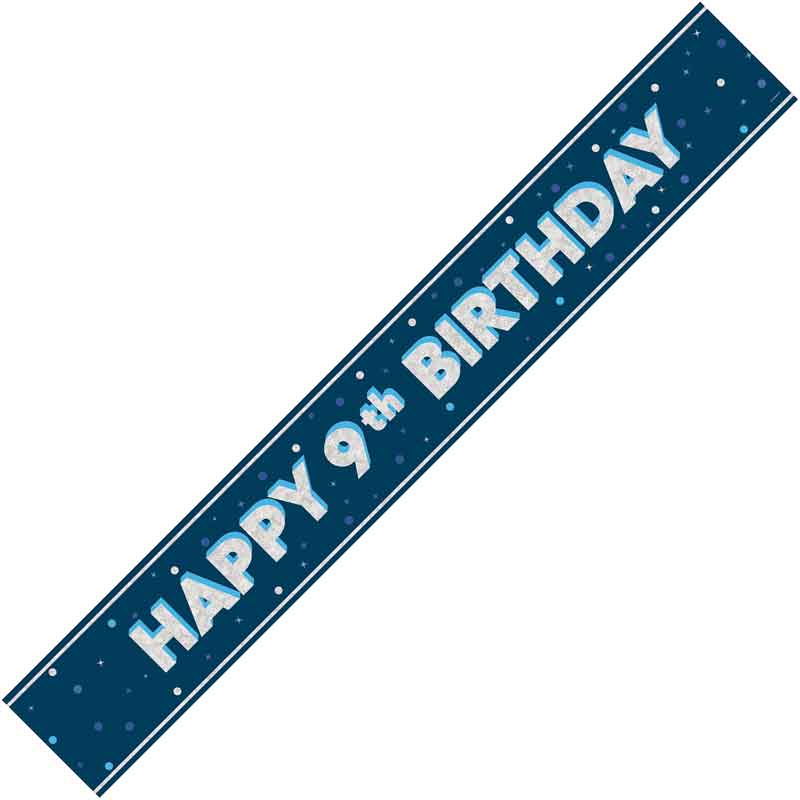 9ft GLITZ BLUE 9TH BIRTHDAY BANNER