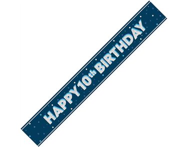 9ft GLITZ BLUE 10TH BIRTHDAY BANNER