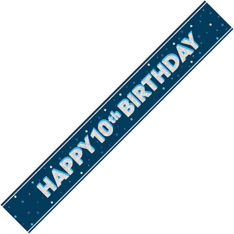 9ft GLITZ BLUE 10TH BIRTHDAY BANNER