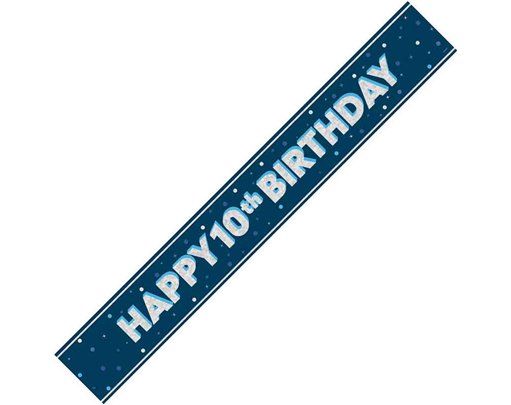 9ft GLITZ BLUE 10TH BIRTHDAY BANNER