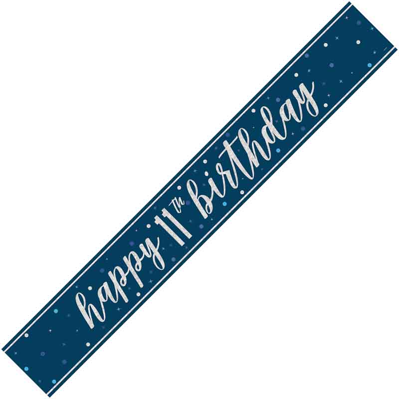 9ft GLITZ BLUE 11TH BIRTHDAY BANNER