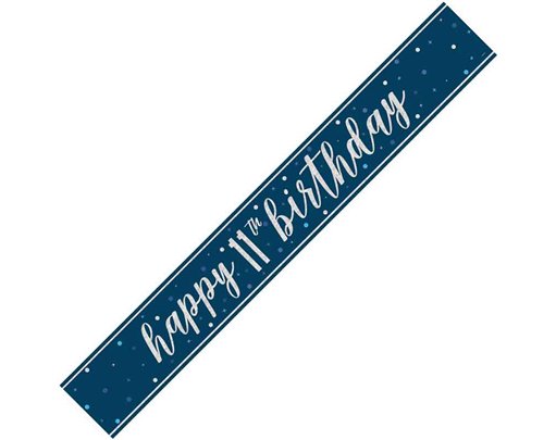 9ft GLITZ BLUE 11TH BIRTHDAY BANNER
