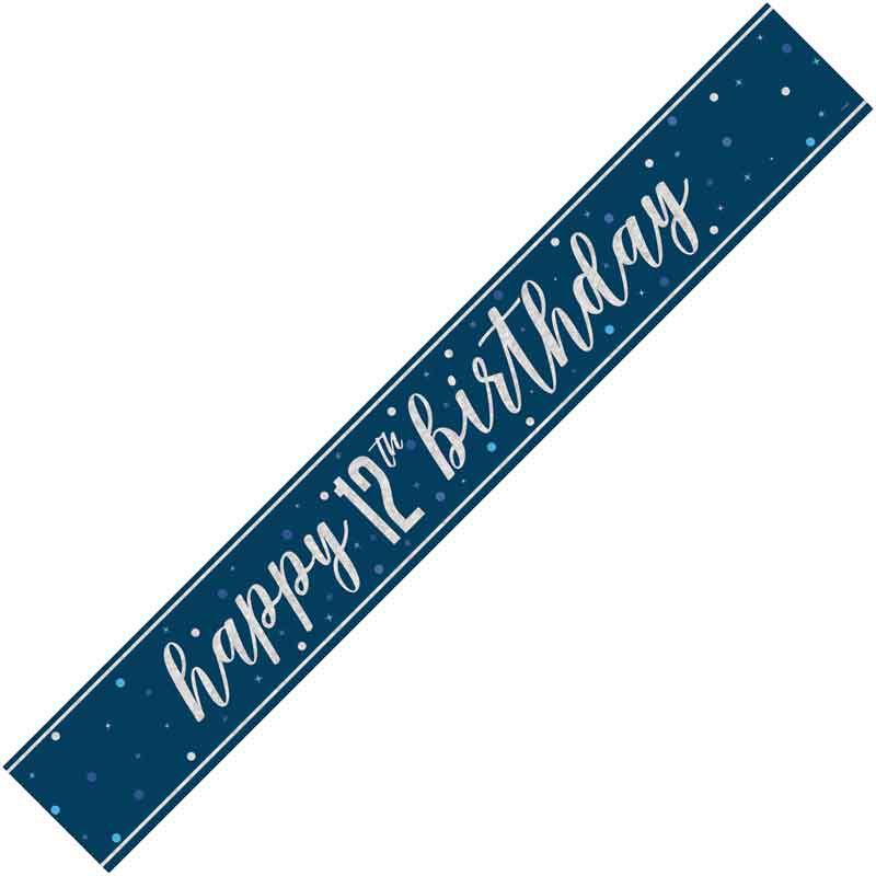 9ft GLITZ BLUE 12TH BIRTHDAY BANNER
