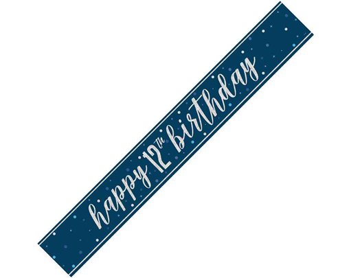 9ft GLITZ BLUE 12TH BIRTHDAY BANNER