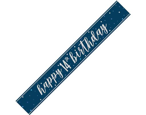 9ft GLITZ BLUE 14TH BIRTHDAY BANNER