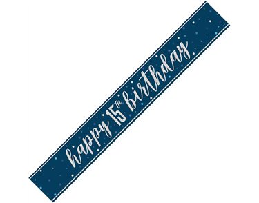 9ft GLITZ BLUE 15TH BIRTHDAY BANNER