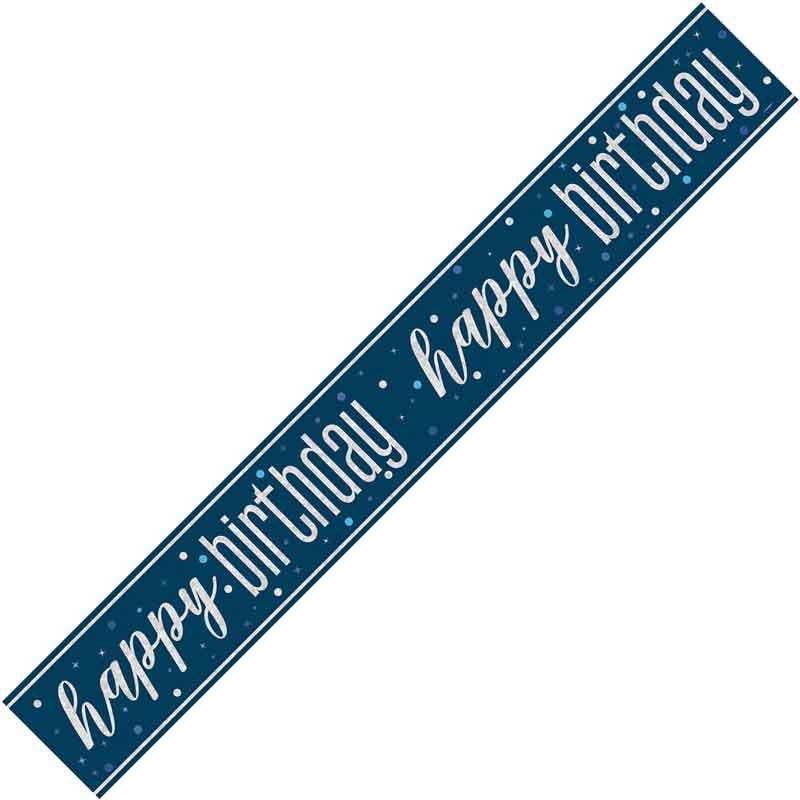 9ft GLITZ BLUE HAPPY BIRTHDAY BANNER