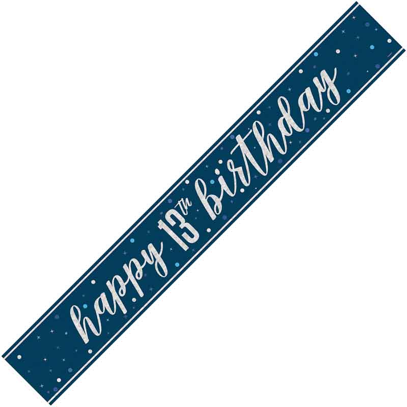9ft GLITZ BLUE 13TH BIRTHDAY BANNER