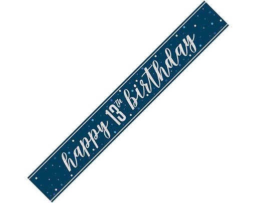 9ft GLITZ BLUE 13TH BIRTHDAY BANNER