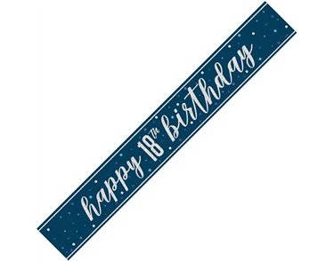 9ft GLITZ BLUE 18TH BIRTHDAY BANNER