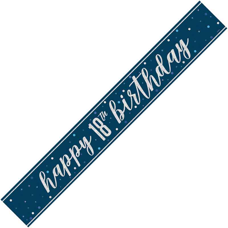 9ft GLITZ BLUE 18TH BIRTHDAY BANNER