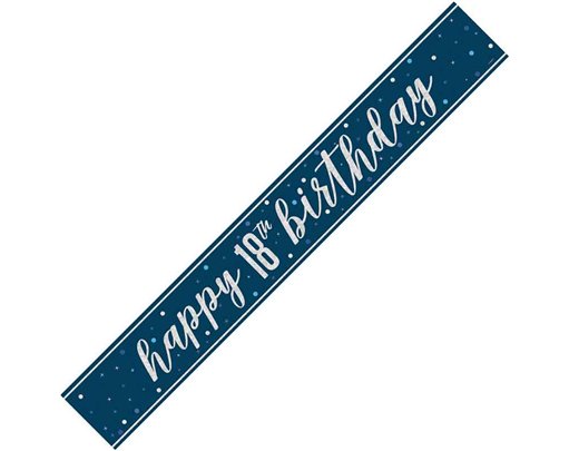 9ft GLITZ BLUE 18TH BIRTHDAY BANNER