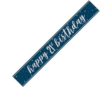 9ft GLITZ BLUE 21ST BIRTHDAY BANNER