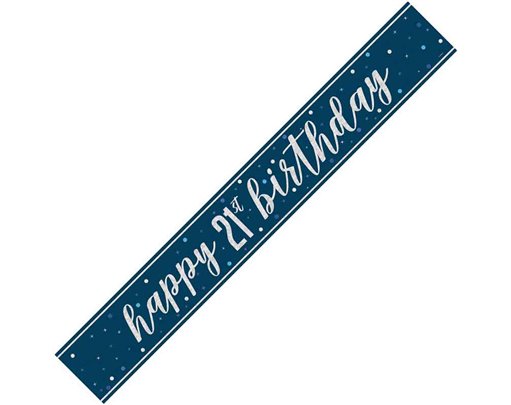 9ft GLITZ BLUE 21ST BIRTHDAY BANNER