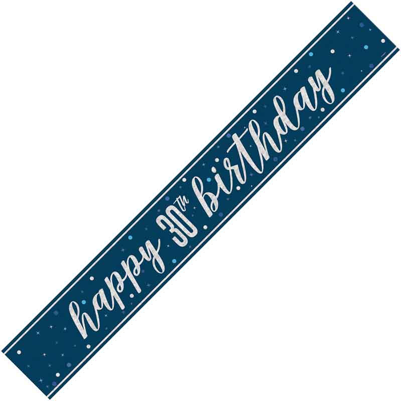9ft GLITZ BLUE 30TH BIRTHDAY BANNER