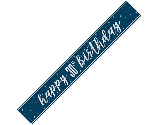 9ft GLITZ BLUE 30TH BIRTHDAY BANNER