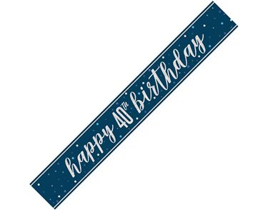 9ft GLITZ BLUE 40TH BIRTHDAY BANNER