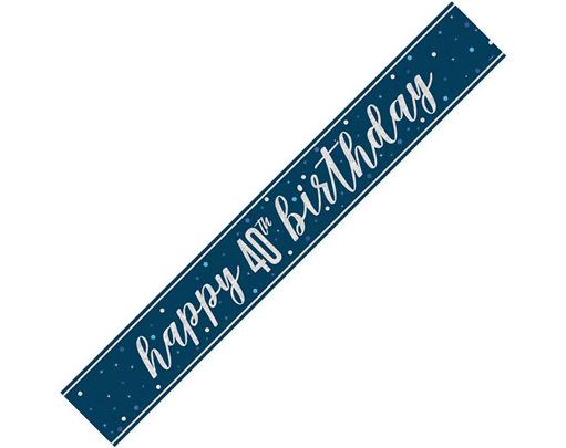 9ft GLITZ BLUE 40TH BIRTHDAY BANNER