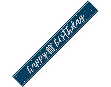 9ft GLITZ BLUE 60TH BIRTHDAY BANNER