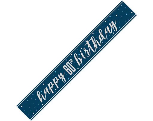 9ft GLITZ BLUE 60TH BIRTHDAY BANNER