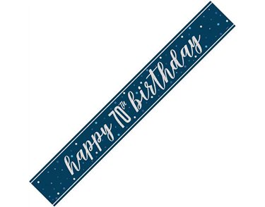 9ft GLITZ BLUE 70TH BIRTHDAY BANNER