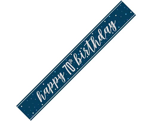 9ft GLITZ BLUE 70TH BIRTHDAY BANNER