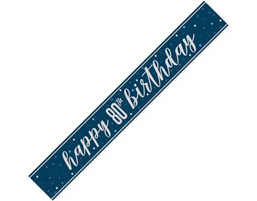 9ft GLITZ BLUE 80TH BIRTHDAY BANNER