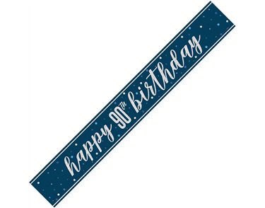 9ft GLITZ BLUE 90TH BIRTHDAY BANNER
