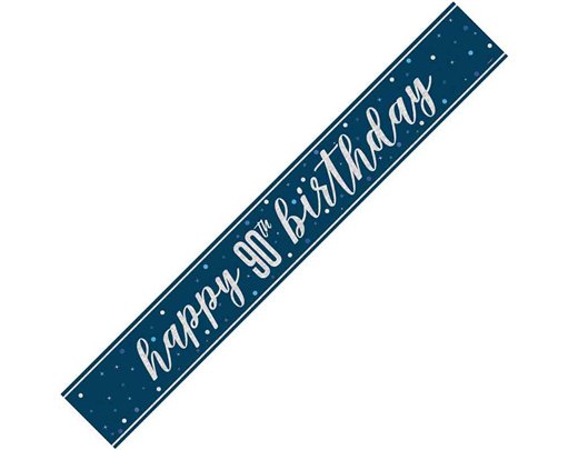 9ft GLITZ BLUE 90TH BIRTHDAY BANNER