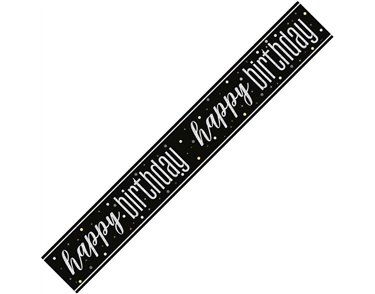 9ft GLITZ BLACK HAPPY BIRTHDAY BANNER