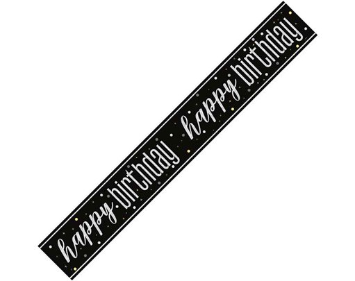 9ft GLITZ BLACK HAPPY BIRTHDAY BANNER