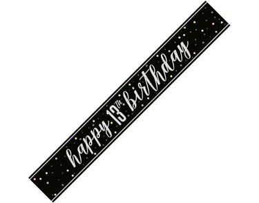 9ft GLITZ BLACK 13TH BIRTHDAY BANNER