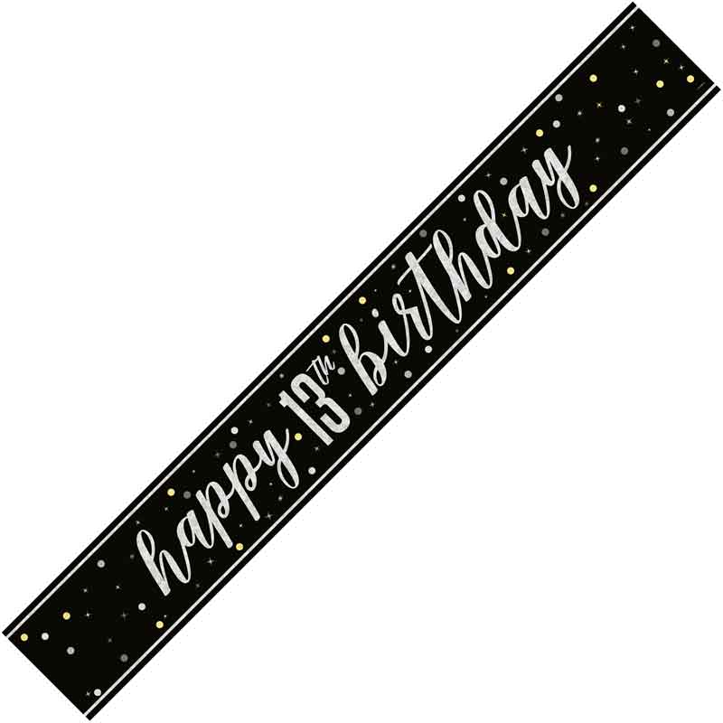 9ft GLITZ BLACK 13TH BIRTHDAY BANNER