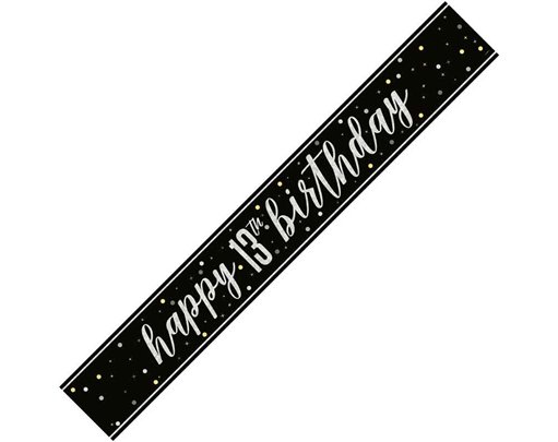 9ft GLITZ BLACK 13TH BIRTHDAY BANNER