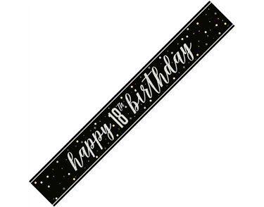 9ft GLITZ BLACK 18TH BIRTHDAY BANNER