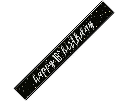 9ft GLITZ BLACK 18TH BIRTHDAY BANNER