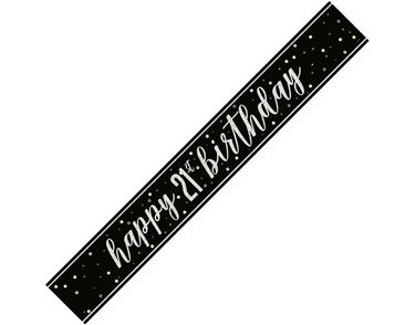 9ft GLITZ BLACK 21ST BIRTHDAY BANNER