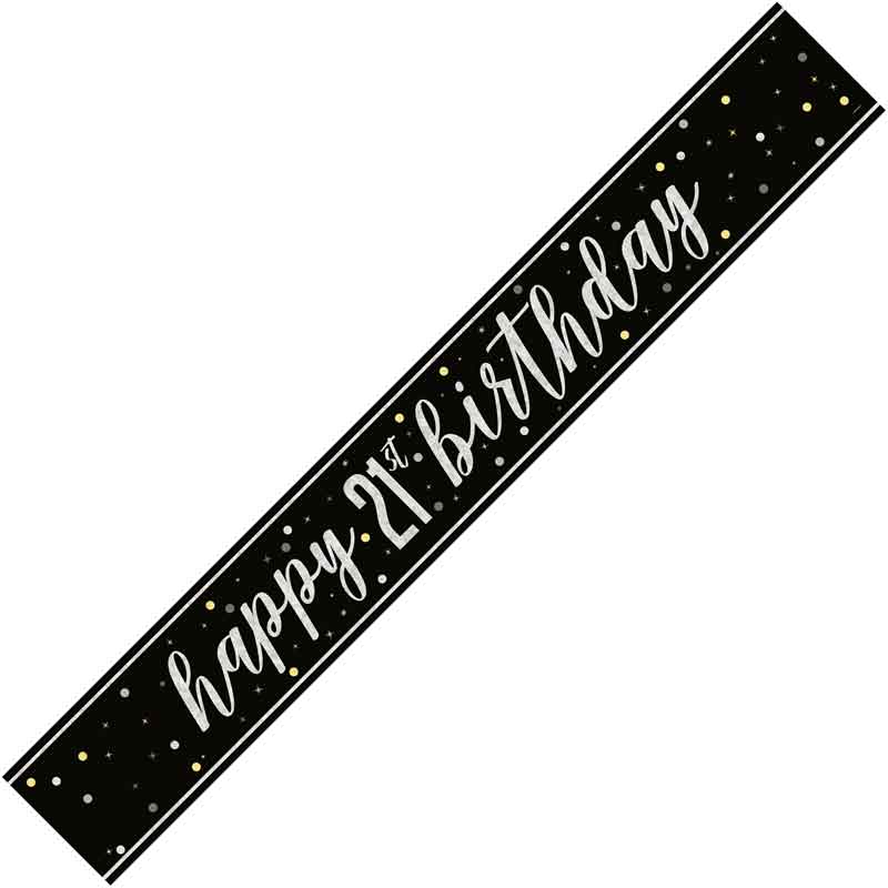 9ft GLITZ BLACK 21ST BIRTHDAY BANNER