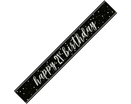 9ft GLITZ BLACK 21ST BIRTHDAY BANNER