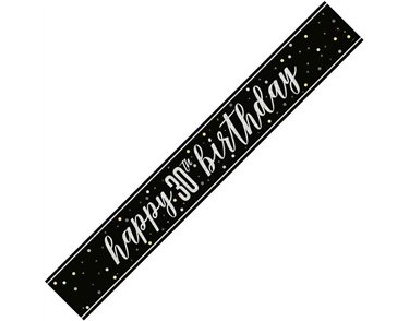 9ft GLITZ BLACK 30TH BIRTHDAY BANNER