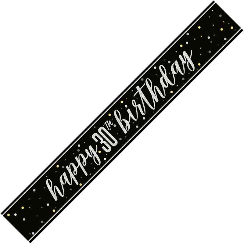 9ft GLITZ BLACK 30TH BIRTHDAY BANNER