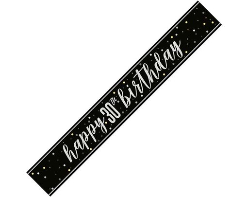 9ft GLITZ BLACK 30TH BIRTHDAY BANNER